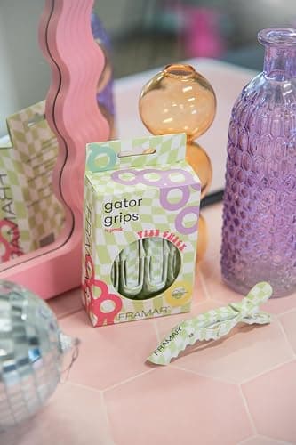 FRAMAR Alligator Clips For Hair Styling – Professional Alligator Hair Clips For Women, Checkered Hair Clip For Women, Checkered Hair Clips For Styling – Matte Firm Hold Without Slipping – 4 Pack thumbnail 4