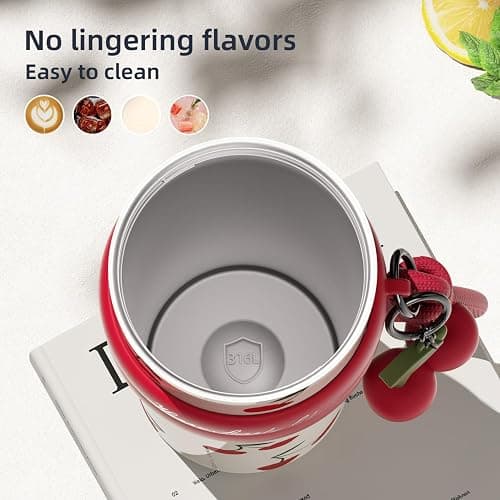 SDGA+ 24 oz Stainless Steel Tumbler with Lid and Straw, Insulated Water Bottle Leak Proof for Hot and Cold, Portable Travel Coffee Mug, Reusable Coffee Cup for Women, Cherry thumbnail 6