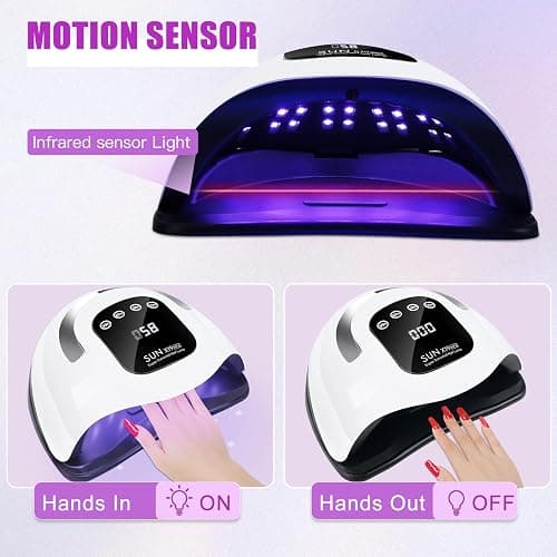 Wisdompark 320W UV LED Nail Lamp, Nail Dryer for Gel Polish with 72Pcs Lamp Beads and Automatic Sensor/4 Timer Setting Professional Nail Art Tools thumbnail 3