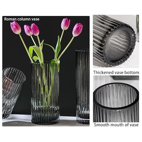 Vase en verre Hey_you, vase de fleurs nordique minimaliste cristallin décoratif, colonne, arrangement floral, ornements pour décoration de maison, bureau, cadeau pour mariage, pendaison de crémaillère thumbnail 3