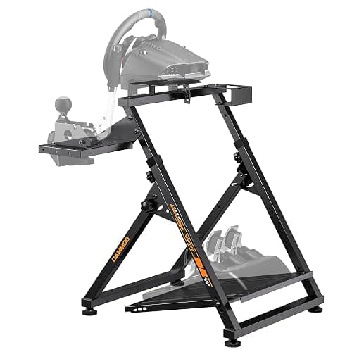 CAMMOO High Compatible Racing Wheel Stand Fits Handbrake, with Cup Holder | 31 Holes Wheel Panel, 26 Holes Shifter Panel, Foldable Sim Steering Racing Stand with Dual Anti-Slip, Wide Height Adjustment - Image 1