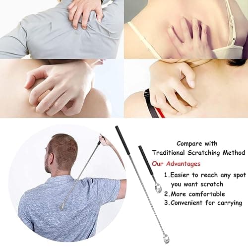 Back Scratcher, WOVTE Telescopic Stainless Steel Back Scratcher for Adults, Stocking Fillers for Men Women Gifts for Men Dad Husband, Mothers Day Fathers Day Birthday Gifts Easter Gifts for Him thumbnail 6