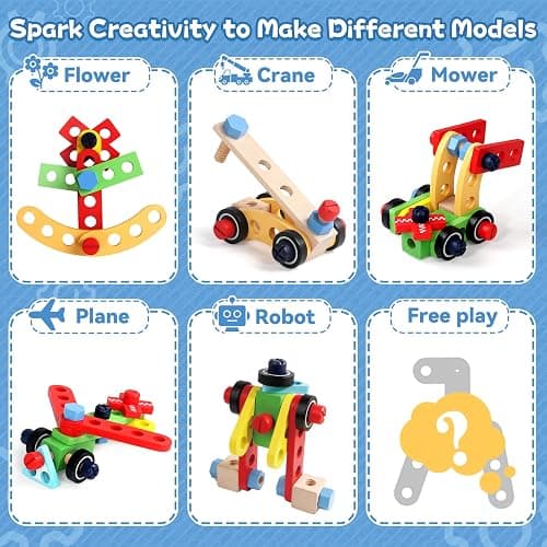 TONZE Wooden Kids Tool Set with Drill, Montessori Toys for 3 Year Old Boys | 44 Pcs with Apron & Box Easy Storage STEM Tool Set for Pretend & Fine Motor Skills Birthday Gifts for 3 4 5 Year Old Boy Girl thumbnail 5