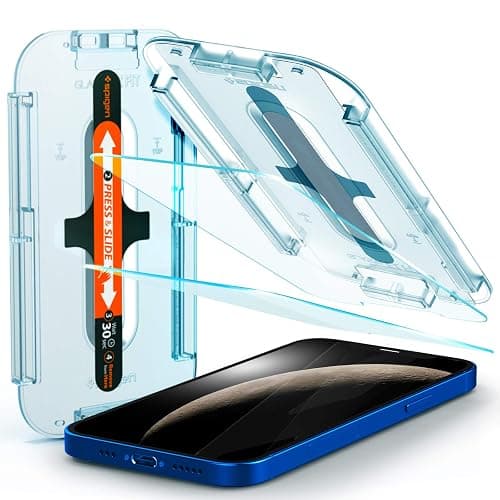 Spigen EZ Fit Tempered Glass Screen Protector for iPhone 12, iPhone 12 Pro - 2 Pack - Image 1