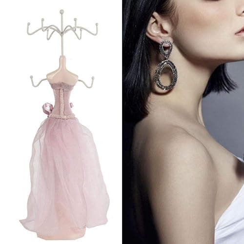 ZJchao Jewelry Display Stand, Model Dress High-Heeled Shoes Earring Necklace Ring Jewelry Holder Rack Bracelet Organizer Decor Tower Women(Large) thumbnail 7