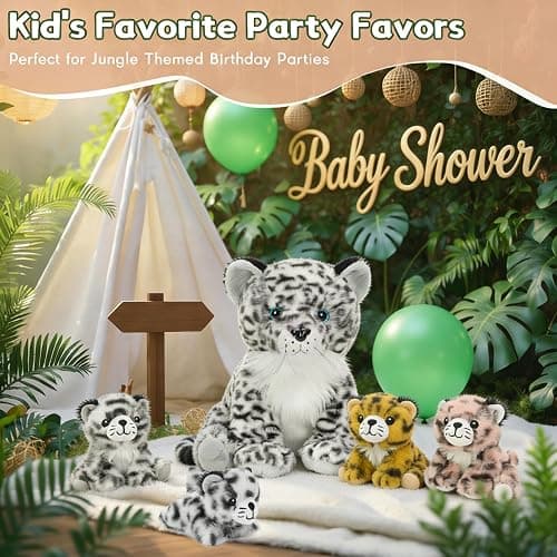MorisMos Snow Leopard Stuffed Animal with Babies Inside, 5Pcs Mommy Stuffed Snow Leopard with Baby Cubs,14'' Soft Cheetah Stuffed Animals for Kids Girls Boys,Cuddly Plush Toys for Baby Shower Birthday thumbnail 7
