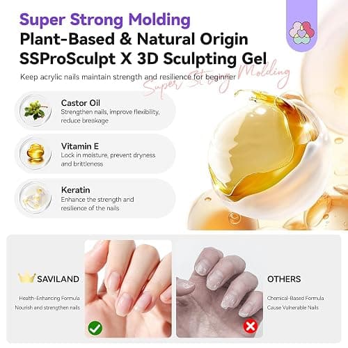 SAVILAND 3D Gel Nail Art Set: 2PCS 15g 3D Nail Gels Sculpting Gel for Nail Art Design, No Wipe Clear 3D Molding Painting Gels for Chrome Powder, DIY Decoration Charms Home DIY & Salon Use thumbnail 2