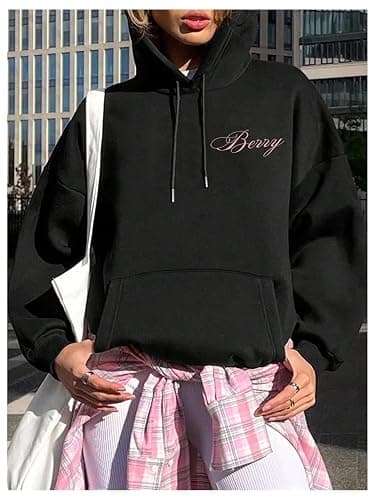 SOLY HUX Women's Graphic Hoodies Oversized Drawstring Long Sleeve Letter Car Print Sweatshirt Pullover Tops thumbnail 2