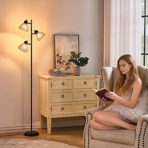 LTGSRC Modern Tree Floor Lamp for Living Room Bedroom, Tall Pole Standing Lamps with 3 Adjustable Rotating Heads for Office, Decor Corner, Reading Indoor, 3 Bright Lights LED Bulbs Included (Brown) thumbnail 7