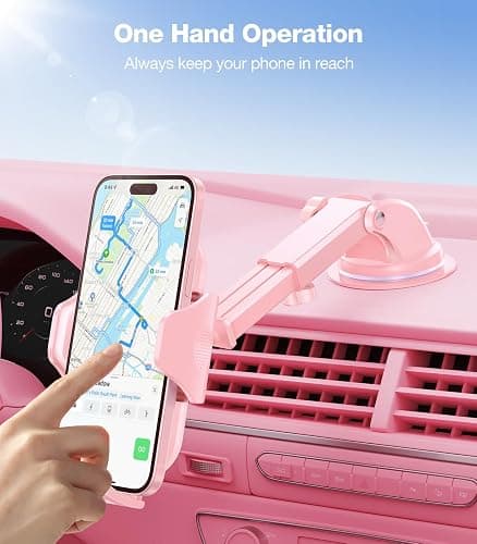 VICSEED [True Strongest Suction [Rally Racing-Grade Stability] Phone Holders for Your Car 2026 Upgraded Car Phone Holder Mount Truck Stand Cradle for iPhone Samsung All Phones, Pink thumbnail 6