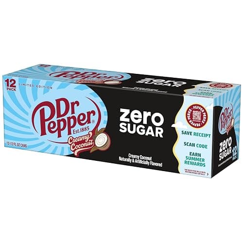 Dr Pepper Zero Sugar Creamy Coconut Soda, 12 fl oz cans, 12 Pack thumbnail 6