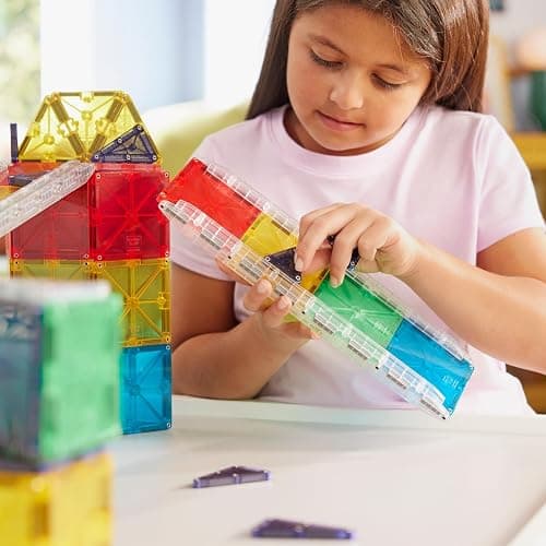 MAGNA-TILES Rail Racers Deluxe 90-Piece Magnetic Construction Set, The Original Magnetic Building Brand thumbnail 5
