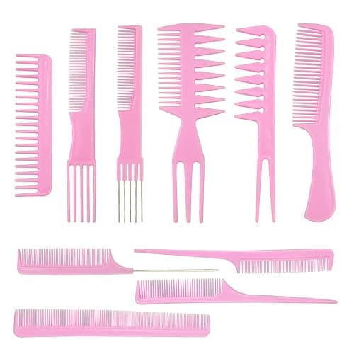 10 Pcs Professional Styling Comb Set - Coarse and Fine Toothed Pick Combs for Hairstyling - Image 1