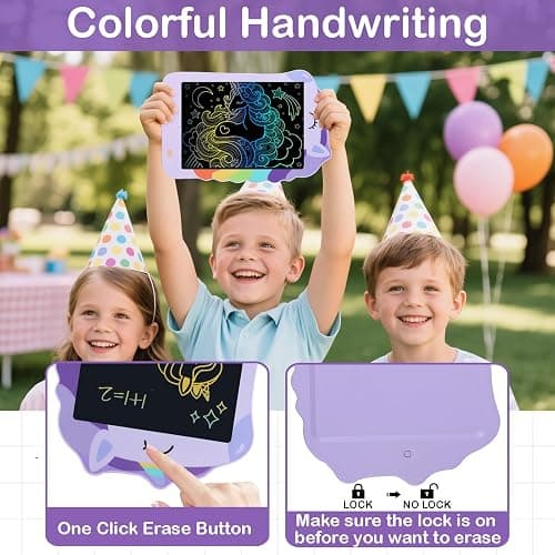 Unicorn Toys LCD Writing Tablet for Girls Kids,Colorful Toddler Drawing Tablet for Educational Baby Girl, Doodle Board Pad Toy for 3 4 5 6-12 Years Old Kid Birthday Party School, 8.5 Inch Purple thumbnail 5