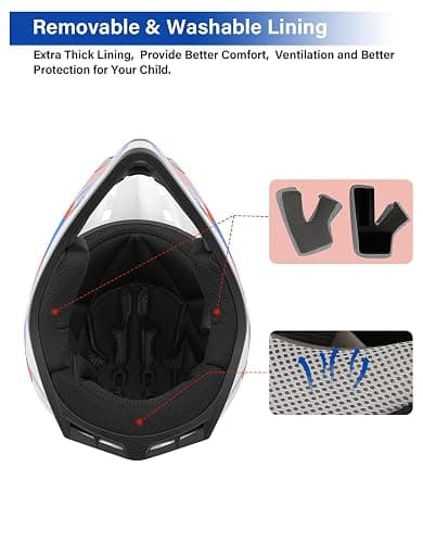 TCT-MOTORPARTS DOT Youth Kids Dirt Bike Full Face Helmets Motocross Motorcycle ATV Offroad Four Wheeler Blue Small Size thumbnail 5