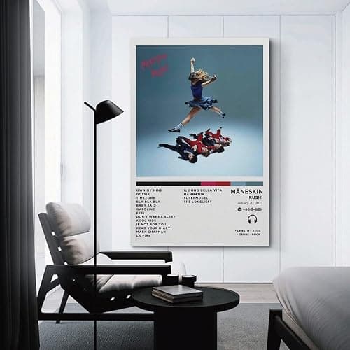 Måneskin Album Rush! Poster, Wandkunst, Leinwand, ästhetisches Vintage-Poster, dekoratives Gemälde, Wohnzimmer, Schlafzimmer, Dekoration, 30 x 45 cm, ungerahmter Stil thumbnail 3