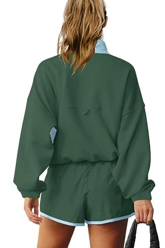 LAMISSCHE Work out Sets Gym for Women Sweatsuits 2 Piece Set Long Sleeve Top & Shorts Active Wear Sets with Pockets thumbnail 4