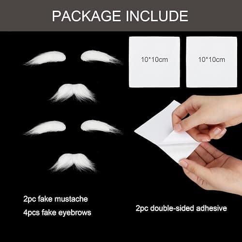 Old Man Mustache and Eyebrows 100 Days of School Grandpa Fake Beard Mustaches for Halloween Party thumbnail 5