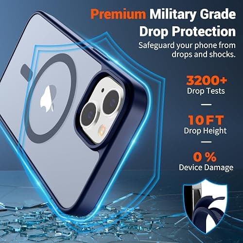 SUPFINE Magnetic for iPhone 15 Case (Compatible with MagSafe) (Military Grade Drop Protection) Slim Translucent Matte Shockproof with Anti-Fingerprint Phone Case, Navy Blue thumbnail 3