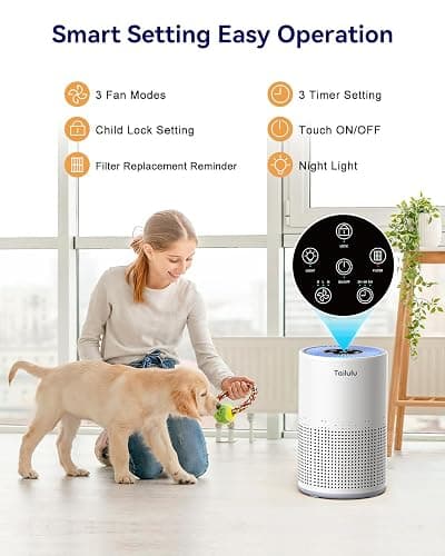 Air Purifiers for Bedroom Home Pets 1200 Ft², Tailulu H13 True HEPA Air Filter Portable Air Purifier  thumbnail 5
