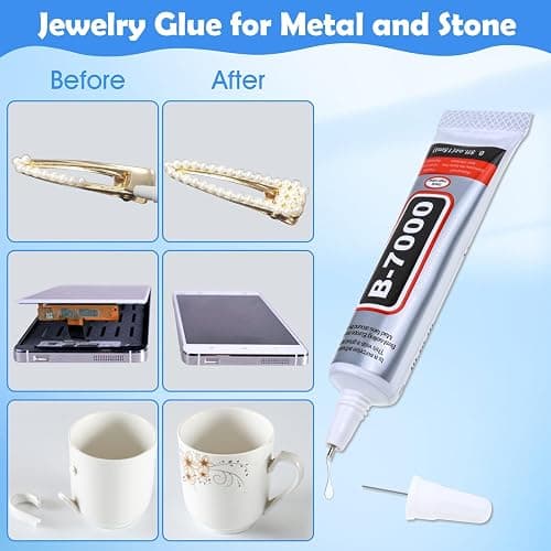 B7000 Glue Clear for Rhinestones, 4pcs 15mL Strong Adhesive B-7000 Jewelry Bead Gem Glue with Precision Tip, Quick Dry Bedazzling Adhesive for Jewelry Making Clothe Fabric Shoes DIY Crafts Nail Art thumbnail 6