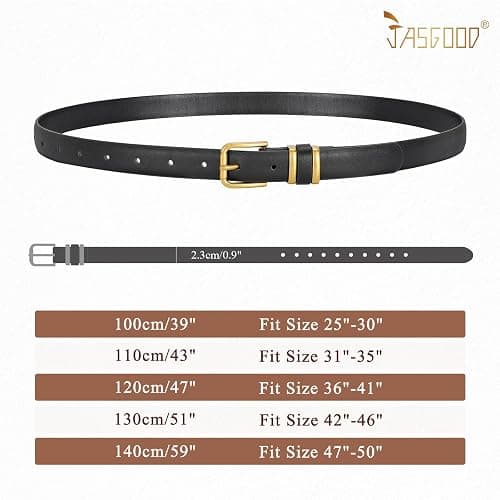 JASGOOD 3 Pack Women's Leather Belts for Jeans Dress Pants Trendy Belts with Gold Buckle thumbnail 6