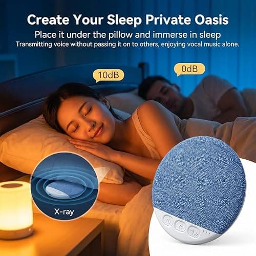 Ultra-Thin Bluetooth Pillow Speaker,Mini Portable Under Pillow Speaker with White Noise Timer Wireless Sleep Aid,Bone Conduction Sound Design for Side Sleepers,Private Stereo Sound for Adult&Kid,Pink thumbnail 2