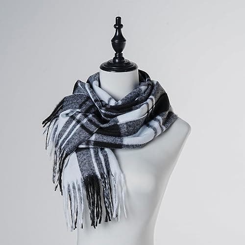 RonFoxi Plaid Scarf for Women Men, Lightweight Classic Tartan Tassel Scarves Fashion Warm Winter Chunky Scarf Cold Weather thumbnail 5