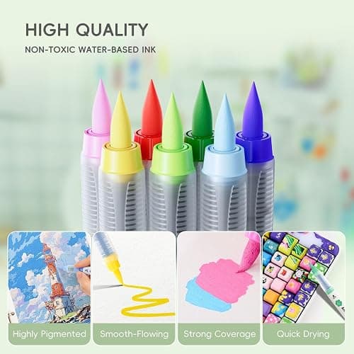 Arrtx 36 Colors Acrylic Paint Pens for Rock Painting, Brush Tip Acrylic Pen, Acrylic Markers, Waterproof Paint Marker, Art Supplies for Stone, Glass, Egg, Wood, DIY Crafts thumbnail 4