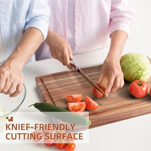 Large Acacia Wood Cutting Boards for Kitchen, 20 x 15 Inch Extra Large Wooden Cutting Board with Juice Groove, Reversible Butcher Block Cutting Board for Meat and Veggies thumbnail 6