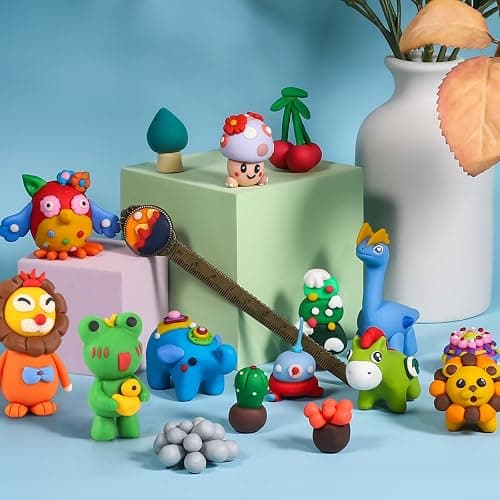 ifergoo Polymer Modeling Clay for Kids DIY Starter Kits, 62 Color Oven Baked Model Clay, Non-Toxic, Non-Sticky, with Sculpting Tools, Ideal Gift for Boys and Girls thumbnail 6