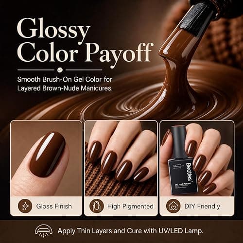 Beetles Brown Gel Polish Set, Toasty Aroma Collection, 6 Fall Colors | Nude Brown Nail Colors UV LED Lamp Salon DIY at Home Nails Gifts for Women thumbnail 6
