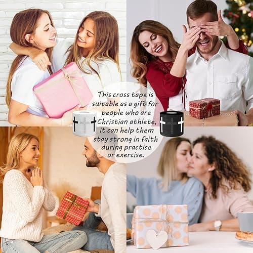 2Pcs Christian Cross Athletic Sports Wrap Tape 2in x 23ft Jesus Cotton Zinc Oxied White Wrist Tape for Tennis Baseball Soccer Boxing, Christian Gifts for Men Women thumbnail 6