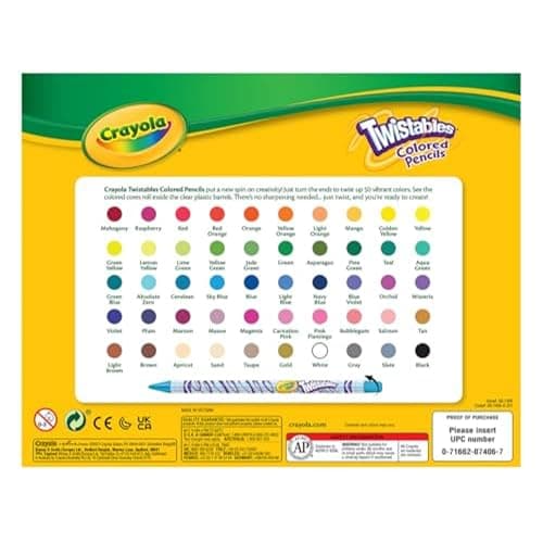 Crayola Twistables Colored Pencil Set (50ct), Stocking Stuffer for Kids & Teens, No Sharpen Colored Pencils For Kids Coloring Books, Drawing & Sketching, 4+ thumbnail 7
