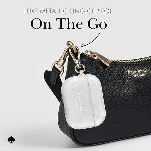kate spade new york AirPods Pro Protective Case with Keychain Ring -That Sparkle Silver, Compatible with AirPods Pro 2nd / 1st Generation thumbnail 6
