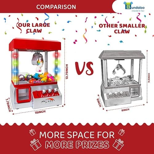 Bundaloo Claw Machine Arcade Game with Sound, Cool Fun Mini Candy Grabber Prize Dispenser Vending Toy for Kids, Boys & Girls (W/Flashing Lights) thumbnail 5