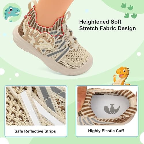 FEETCITY Toddler Shoes Boys Girls Walking Shoes Toddler Slip On Shoes Wide Kids Tennis Shoes Lightweight Toddler Dinosaur Shoes Baby Sneakers thumbnail 2