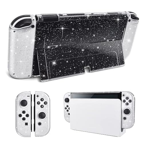 DLseego Protective Glitter Case Compatible with Switch OLED Console - Updated Version, Bling Soft TPU Cover with Shock-Absorption and Anti-Scratch Design - Crystal - Image 1