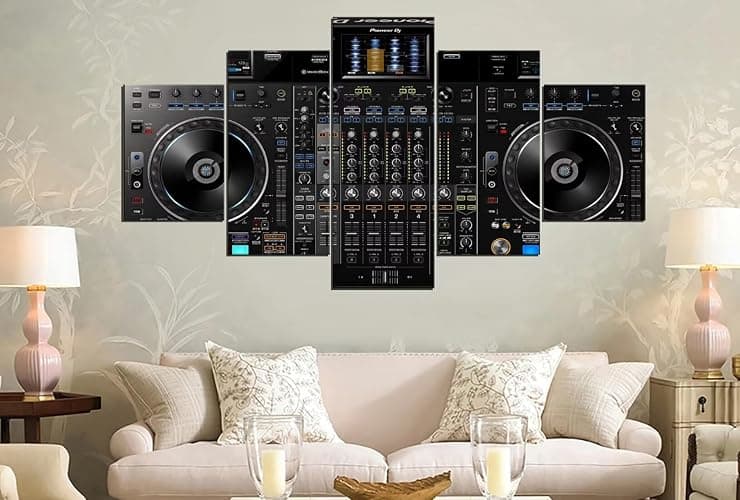 Wall HDQ Music Canvas Wall Art 5 Piece Audio Pictures DJ Wall Decor Musical Equipment Print Painting for Music Room Recording Studio Living Room Bedroom Decor Gifts for Musician (60" Wx32 H) - 60''W x 32''H - 530 thumbnail 5