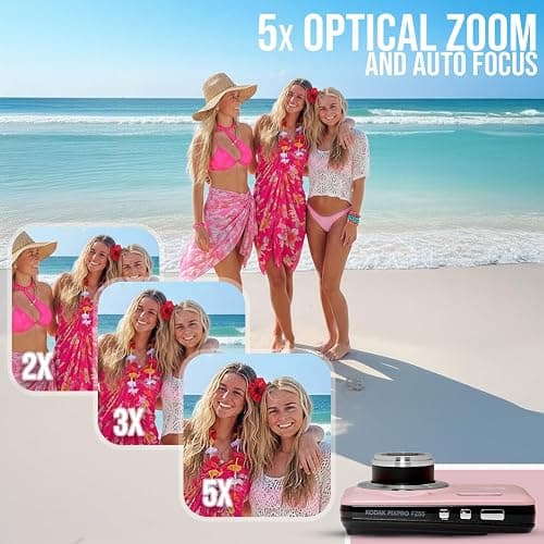 Kodak PixPro Friendly Zoom FZ55 16MP 1080p Full HD Digital Camera with 5X Optical Zoom Vlogging Camera (Pastel Pink) thumbnail 6