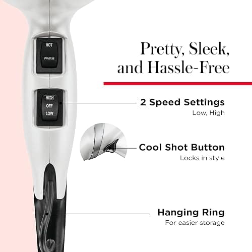 REVLON Infrared Hair Dryer with Diffuser & Concentrator - Ionic Ceramic Blow Dryer for Frizz Control, Shine, Soft Hair & Moisture Protection - 1875W Professional Salon-Quality (White) thumbnail 5