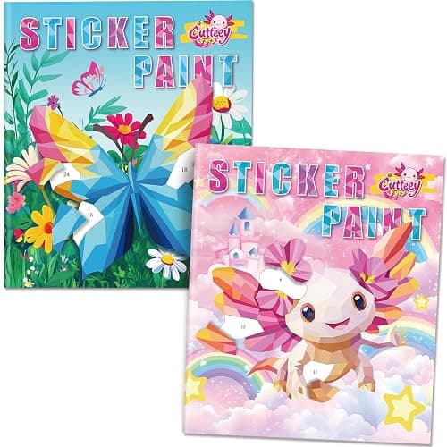 2PCS CutteeyFyry Paint by Number Sticker Book Travel Activities for Girls Kids - Road Trip & Airplane Toys, Birthday Present, Classroom Gifts, Travel Essentials for Toddlers & Long Car Rides - Image 1