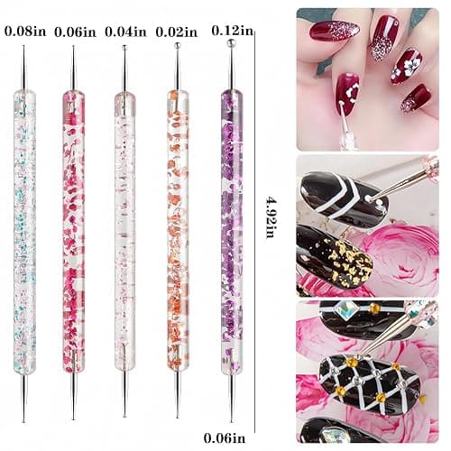 Nail Art Tool Set - 5 Dotting Tools & 5 Nail Liner Brushes for Salon, Professionals & Beginners thumbnail 2