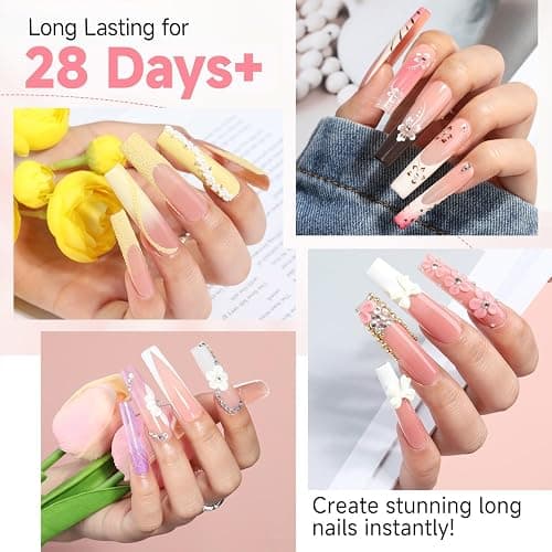 UNA GELLA Long Square Gel Nail Tips XXL: Pre shaped Fake Nails Extensions | Full Cover Tapered Square Straight Nail Tips 120PCS for DIY Press On Nails 12 Sizes for Parties & Daily thumbnail 2