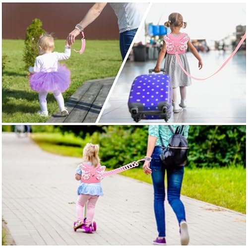 Toddler Leash Anti Lost Wrist Link, Butterfly Kids Safety Harness with 49 Steel Wires for Girls, Walking Wristband Belt for Baby Travel Outdoor Airport Mall Zoo thumbnail 6