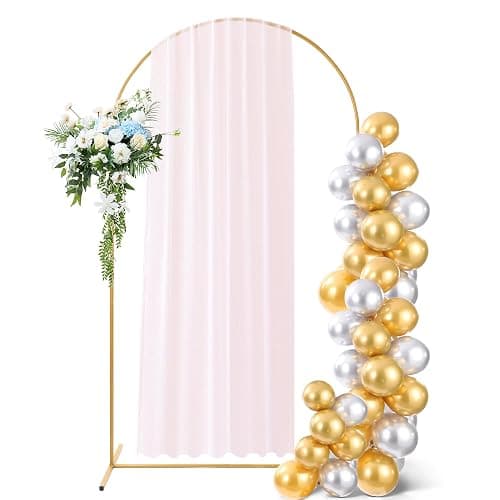 7.2 ft Gold Metal Balloon Arch Stand, Arch Backdrop Stand with Stable Base – Easy-to-Install Wedding, Birthday, Baby Shower & Garden Party Decoration - Image 1