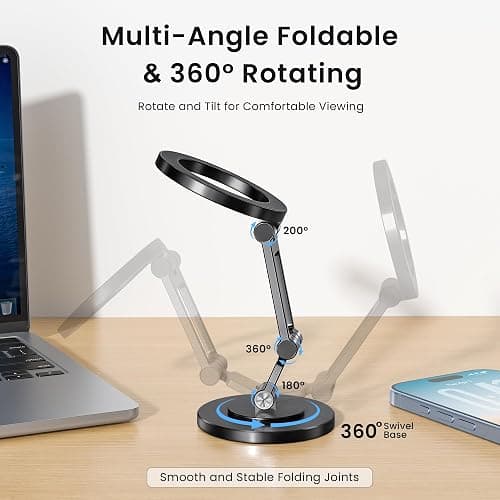 Itramax Magnetic Phone Holder for Magsafe,360° Rotatable iPhone Stand Mount | Dual Sided Ring Smartphone Holder for Desk with Non-Slip Base for iPhone 17 16 Plus 13 12 11,Pixel 9 8,Samsung,Office,Kitchen thumbnail 2