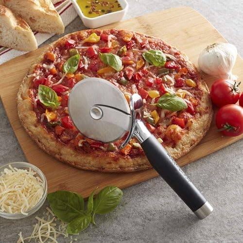 KitchenAid Gourmet Stainless Steel Pizza Wheel with Sharp Blade to Easily Cutting Pizza Crusts, Pies, and more, Finger Guard for Safety and Comfort Grip to Protect Fingers, Dishwasher Safe, Black thumbnail 2