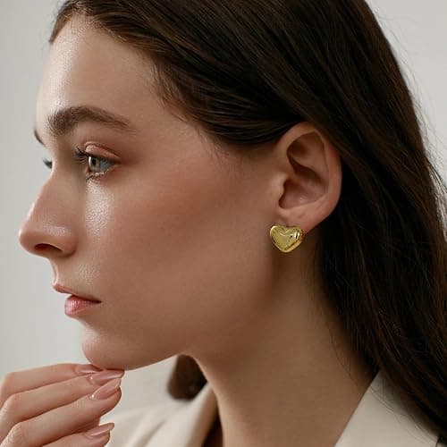 FOURPG 10 Pairs Hypoallergenic Chunky Gold Dangle Earrings for Women Trendy Thick Gold Plated Hoop Earrings Set Lightweight Jewelry thumbnail 6