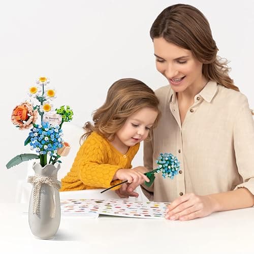 ZIYOSTAR Mini Bricks Flower Bouquet Building Sets, Artificial Flowers, DIY Unique Decoration Home, 680 Pieces Botanical Collection for Ages 6-12 Year Old Girl for Gift… - Starry sky thumbnail 6